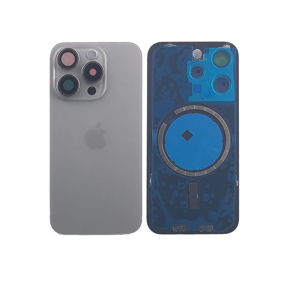 Компанія iCracked. Задня кришка корпусу iPhone 15 Pro Natural Titanium, звичайний виріз в зборі зі склом камери НФ-00001820 фото