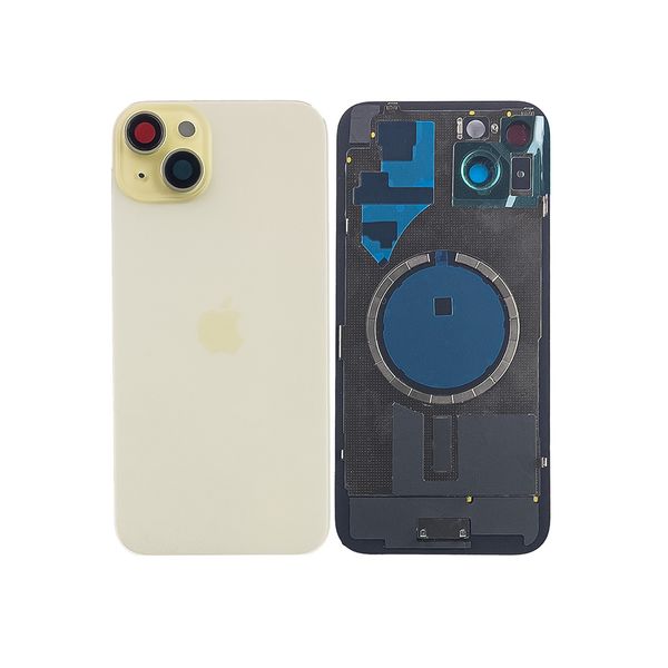 Компанія iCracked. Задняя крышка корпуса iPhone 15 Plus Yellow, обычный вырез в сборе со стеклом камеры НФ-00001924 фото