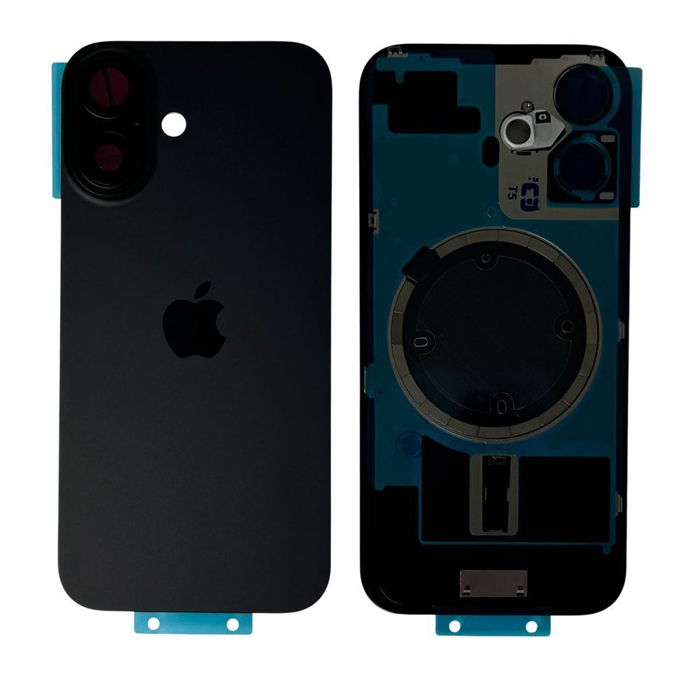 Компанія iCracked. Задня кришка корпусу iPhone 16 Black, звичайний виріз в зборі зі склом камери НФ-00002697 фото