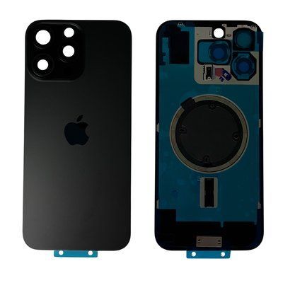 Компанія iCracked. Задня кришка корпусу iPhone 16 Pro Max Black Titanium, звичайний виріз в зборі зі склом камери НФ-00002711 фото