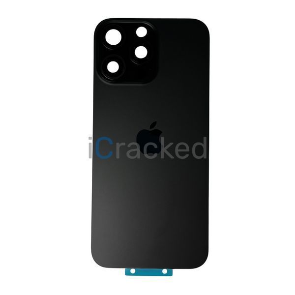 Компанія iCracked. Задня кришка корпусу iPhone 16 Pro Max Black Titanium, звичайний виріз в зборі зі склом камери НФ-00002711 фото