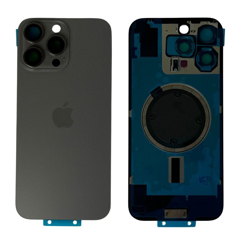 Компанія iCracked. Задня кришка корпусу iPhone 16 Pro Max Natural Titanium, звичайний виріз в зборі зі склом камери НФ-00002712 фото