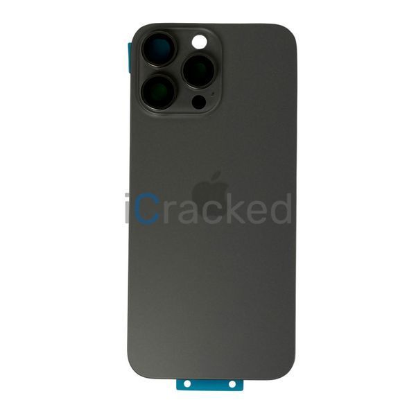 Компанія iCracked. Задня кришка корпусу iPhone 16 Pro Max Natural Titanium, звичайний виріз в зборі зі склом камери НФ-00002712 фото