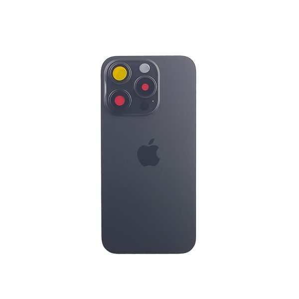 Компанія iCracked. Задняя крышка корпуса iPhone 15 Pro Black Titanium, обычный вырез в сборе со стеклом камеры НФ-00001817 фото