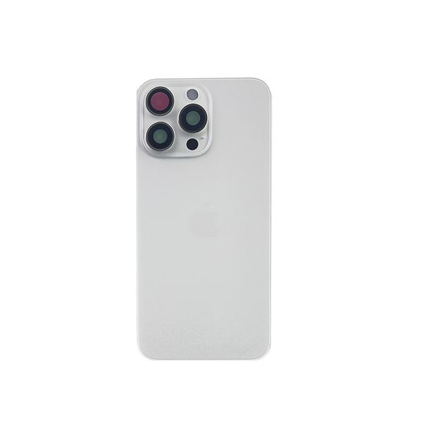 Компанія iCracked. Задняя крышка корпуса iPhone 15 Pro White Titanium, обычный вырез в сборе со стеклом камеры НФ-00001819 фото