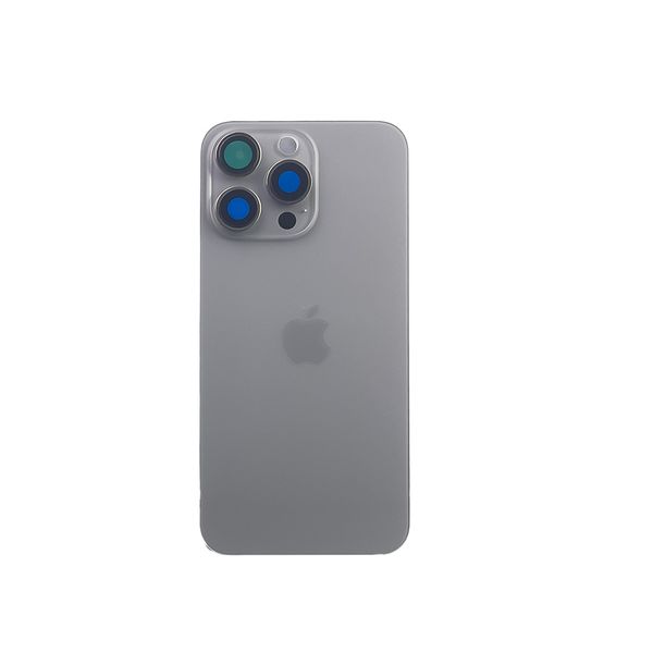 Компанія iCracked. Задняя крышка корпуса iPhone 15 Pro Max Natural Titanium, обычный вырез в сборе со стеклом камеры НФ-00001823 фото