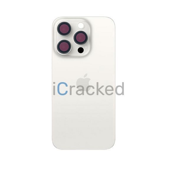 Компанія iCracked. Задняя крышка корпуса iPhone 15 Pro Max White Titanium, в сборе со стеклом камеры НФ-00001824 фото